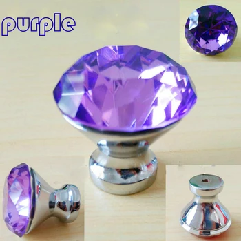 

30mm 40mm colourful glass crystal drawer tv cabinet knobs pull silver purple red light blue kitchen cabinet cupboard door handle