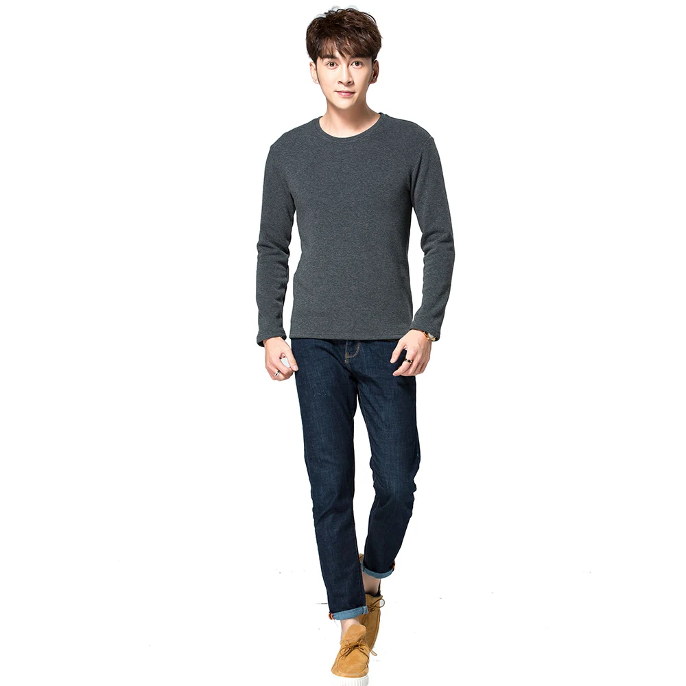 100% Cotton O-Neck Undershirts Long Sleeve Fitness Soft Thermal Top mens clothing Tee Undershirts Summer Shirts Underwear (5)