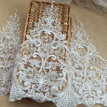 

ivory wedding decoration French lace Wedding veil with car embroidery lace trim DIY accessories accessories 3yards/lot RS451