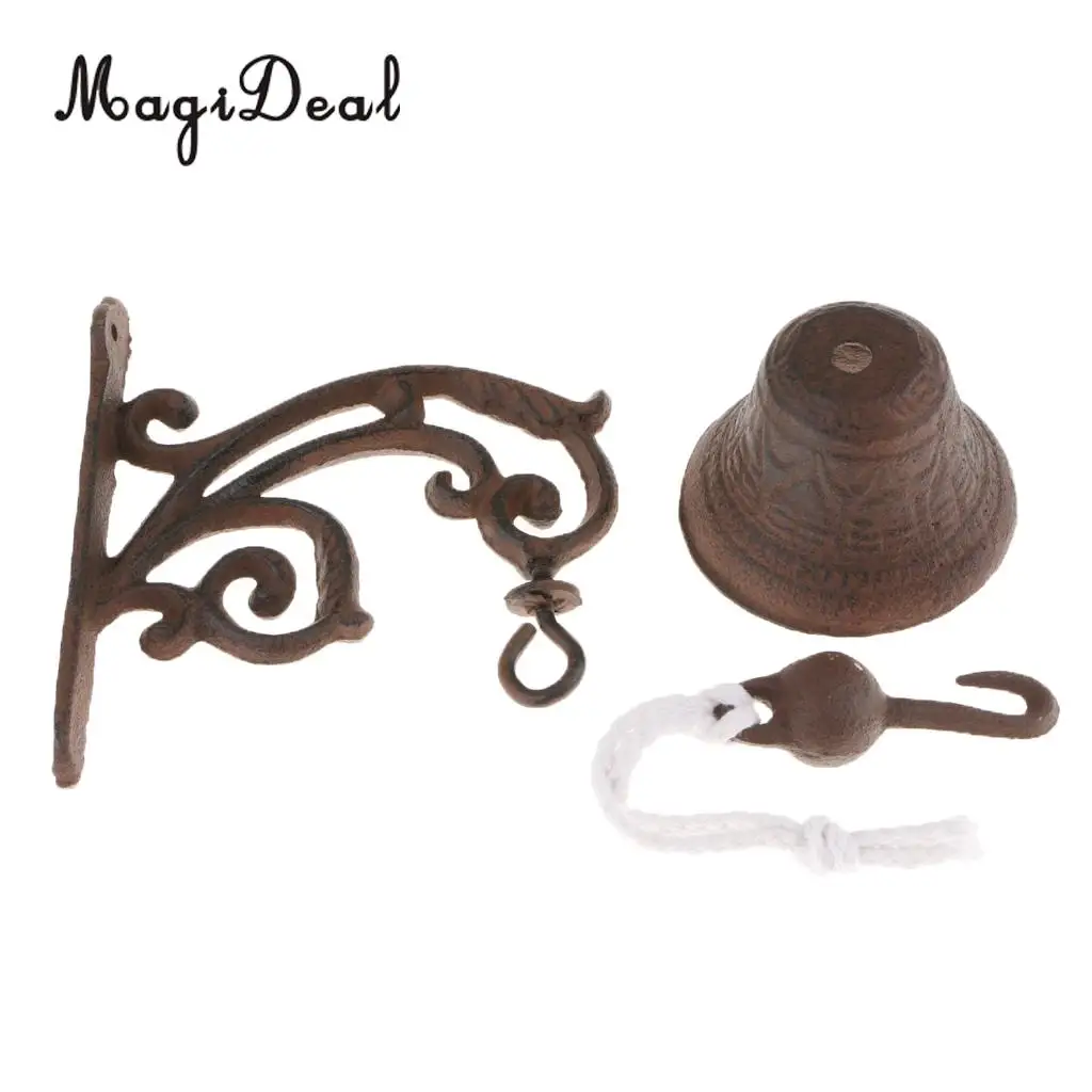 Outdoor Dinner Bells Vintage Antique Cast Iron Bracket Mounts Bell Indoor Outdoor Wall Mounted Door Bells