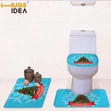 HUGSIDEA Рождественская елка дизайнерский мягкий чехол для сиденья унитаза для ванной веселое Рождество ковер с рождественским принтом wc, сиденье для унитаза ковер