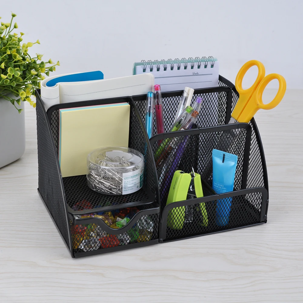 

7 Stationery Storage Box Multi-functional Mesh Desk Organizer Pen Holder ContainerCollection Office School Supplies