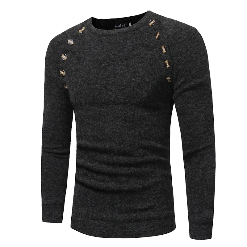 Свитера, пуловеры Для мужчин 2018 мужские брендовые Повседневное тонкие свитера Для мужчин кнопки сплайсинга сплошной хеджирования