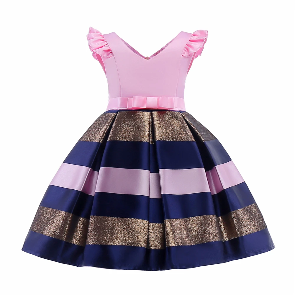Yeedison Summer Kids Dresses For Girls Party Striped Princess Dress 2018 Bow Little Girls Ball Gown V-Neck Children Girl Costume (10)