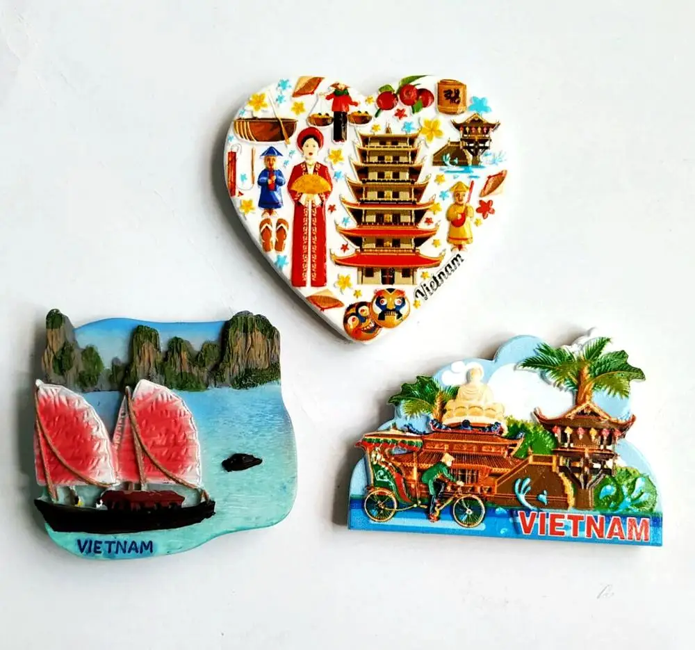 

Handmade Painted Vietnam 3D Fridge Magnets Tourism Souvenirs Refrigerator Magnetic Stickers Gift