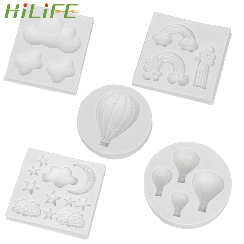 

HILIFE Fondant Mold Cake Baking Mould Sugarcraft DIY Chocolate Cookie Cake Decorating Tools Balloon Rainbow Star Silicone Mold