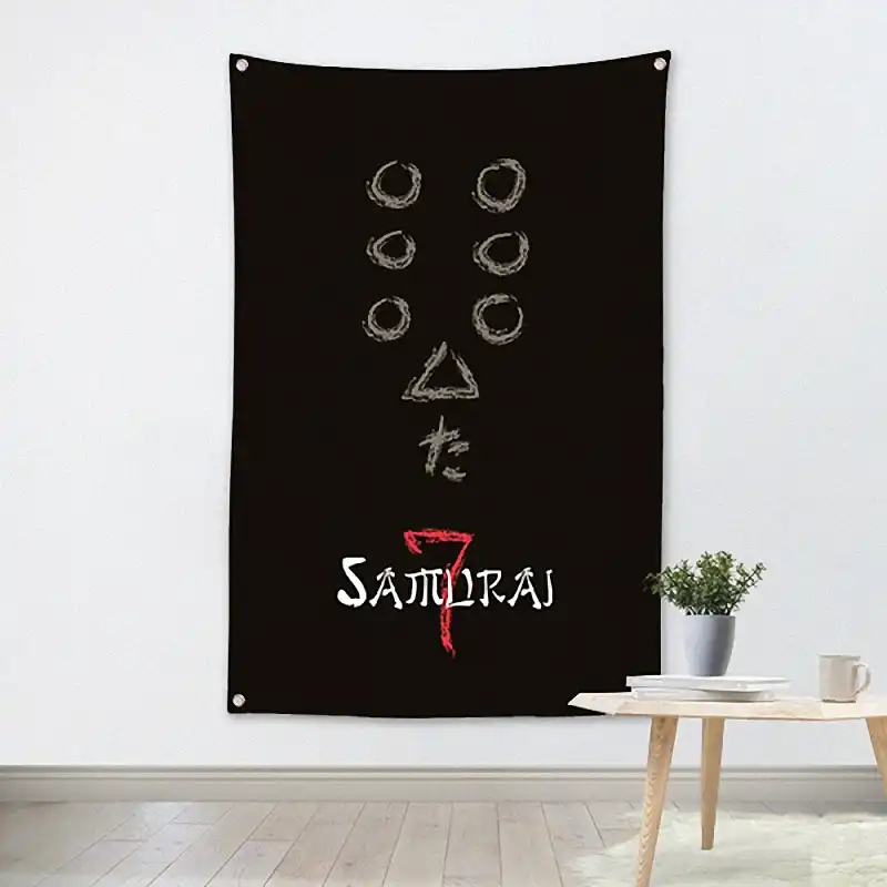 Seven Samurai Akira Kurosawa Poster Four Holes Banners Wall Flags Tapestry Cloth Art Bar Cafe Hotel Theme Background Decoration Wall Banner Flag Bannercafe Banners Aliexpress