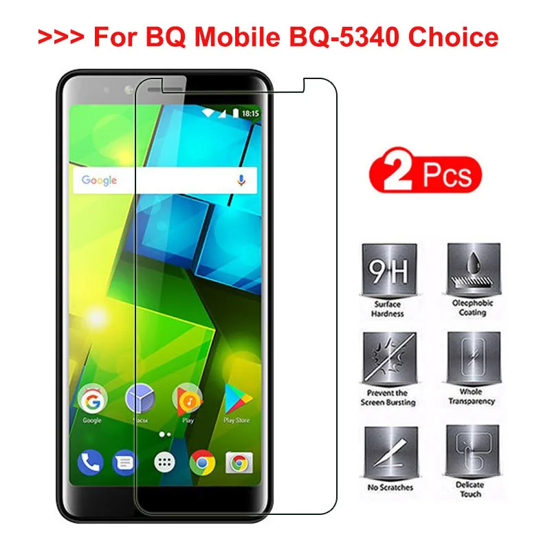 

2PCS BQ Mobile BQ-5340 Choice Tempered Glass Screen Protector 2.5 9h Safety Protective Glass Film on BQS 5340 BQS-5340 BQ 5340