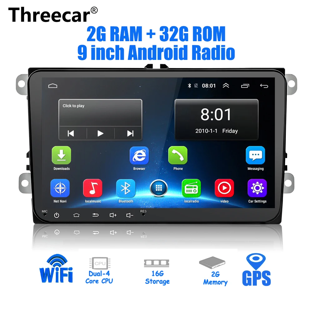Flash Deal 2Din 2G(RAM)+32G(ROM) Android car radio 6.0 GPS Navigation Car Autoradio Player For Skoda SEAT Passat Volkswagen Wifi Bluetooth 2