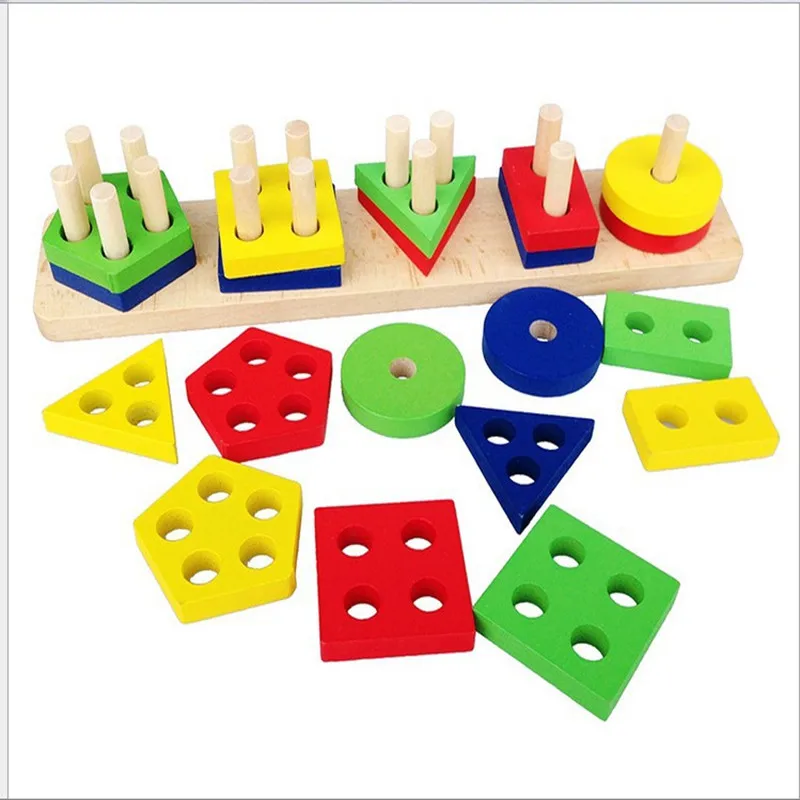 High Quality Wooden Educational Toy Montessori Color Geometric Shapes
