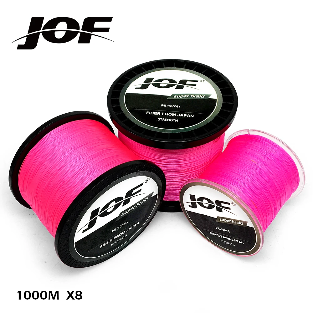 JOF PE Pink Braid Fishing Line 8 Strands 100M 150M 300M 500M 1000M Sea