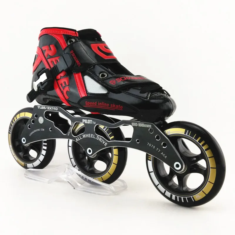 

REBEC inline speed skating shoes red color roller skates with PS speed skating wheels 3*110mm skating frame