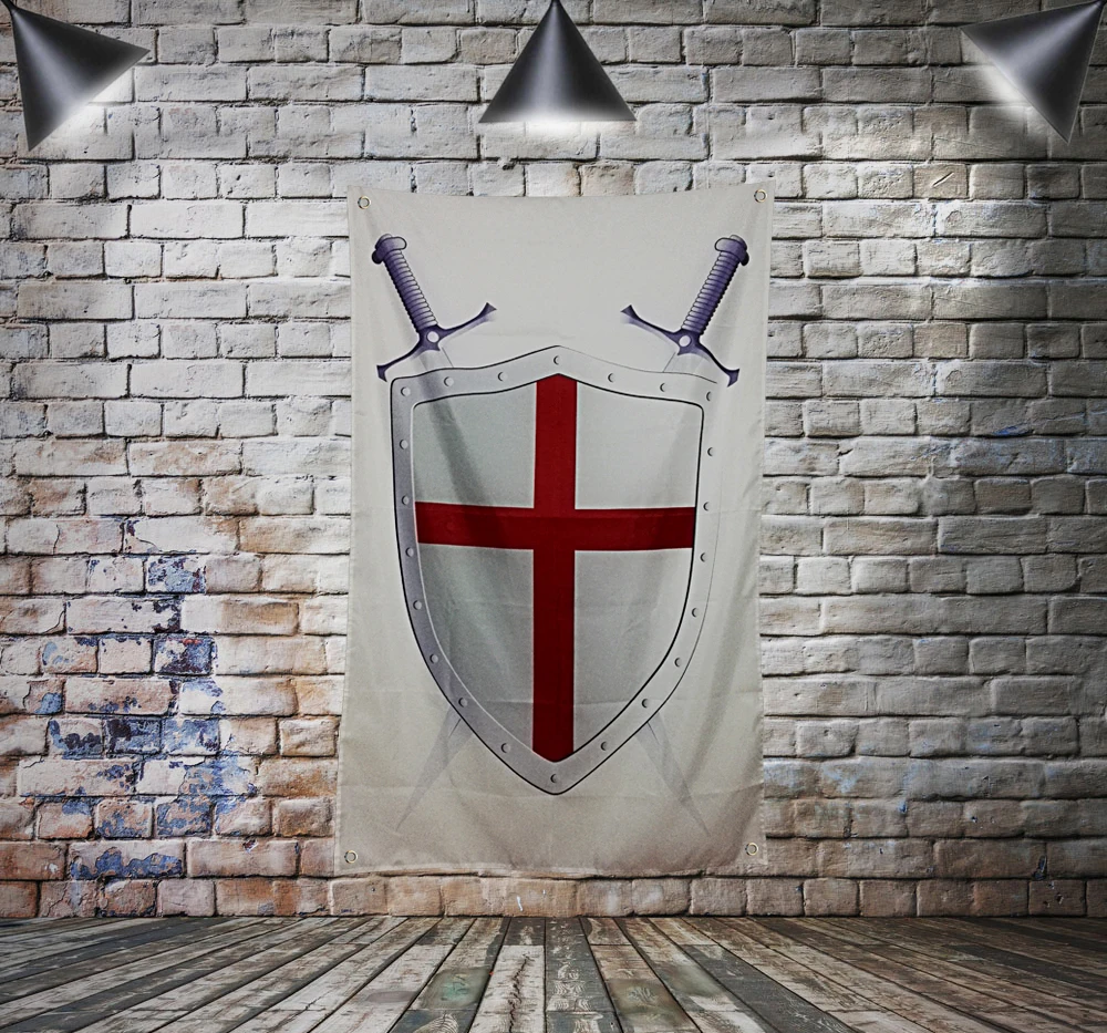 

Masonic Knight Templar Flag Banner Polyester 144* 96cm Hang on the wall 4 grommets Custom Flag indoor decoration Sword Shield