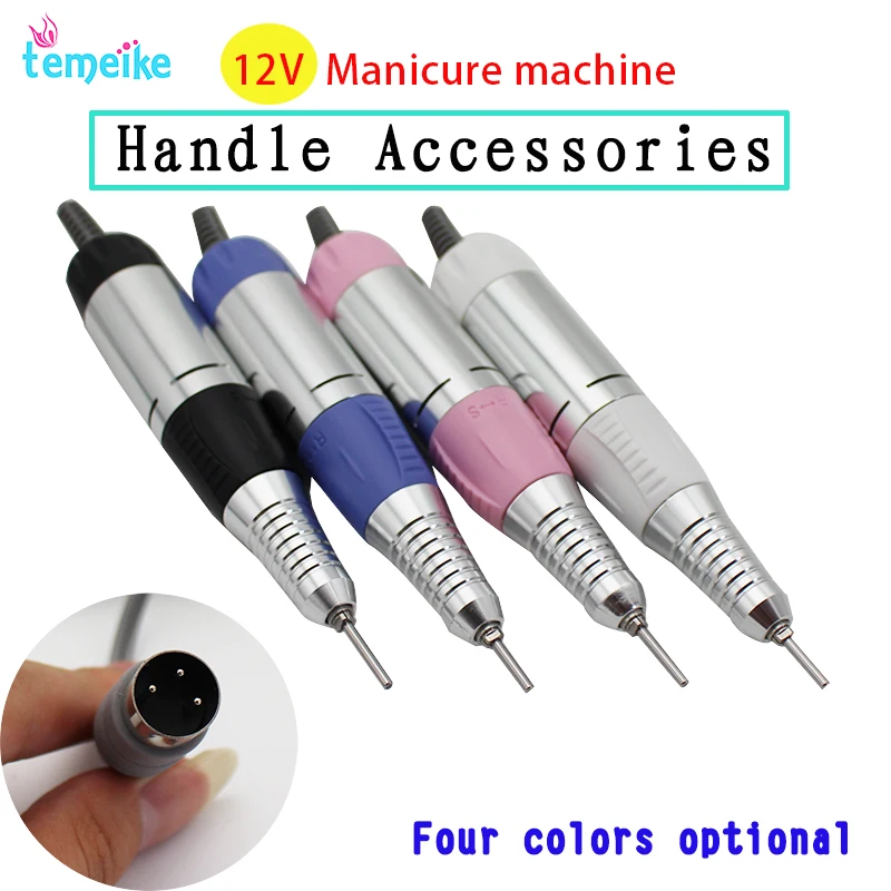 Günstige 12 V Nail art Bohrer Griff Handstück für Elektrische Nagel Kunst Bohrer Maniküre Pediküre Maschine Zubehör Nagel Werkzeuge