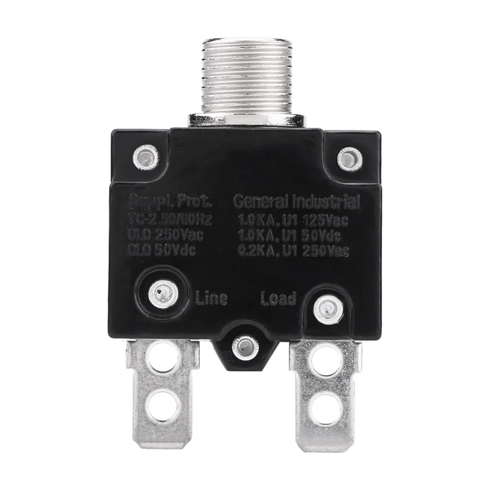 E-outstanding Thermal Overload Protector 125//250V AC 32V DC 10A Mini Size Push Button Thermal Circuit Breaker