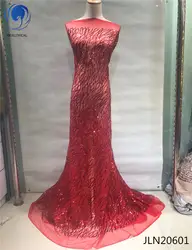 Красивое красное кружево в африканском стиле ткани 5 ярдов/партия 2018 горячая Распродажа нигерийская Тюлевая ткань с блестками для свадьбы