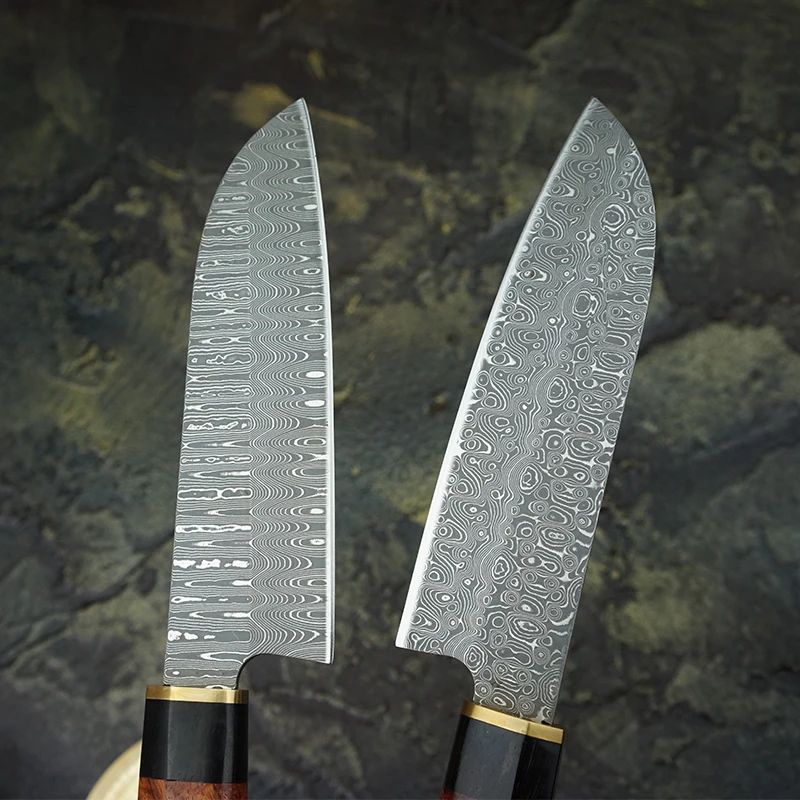 FZIZUO дамасский стальной нож шеф-повара японские ножи Santoku оливковая деревянная ручка кухонные инструменты для приготовления пищи с кожаной оболочкой ручной работы