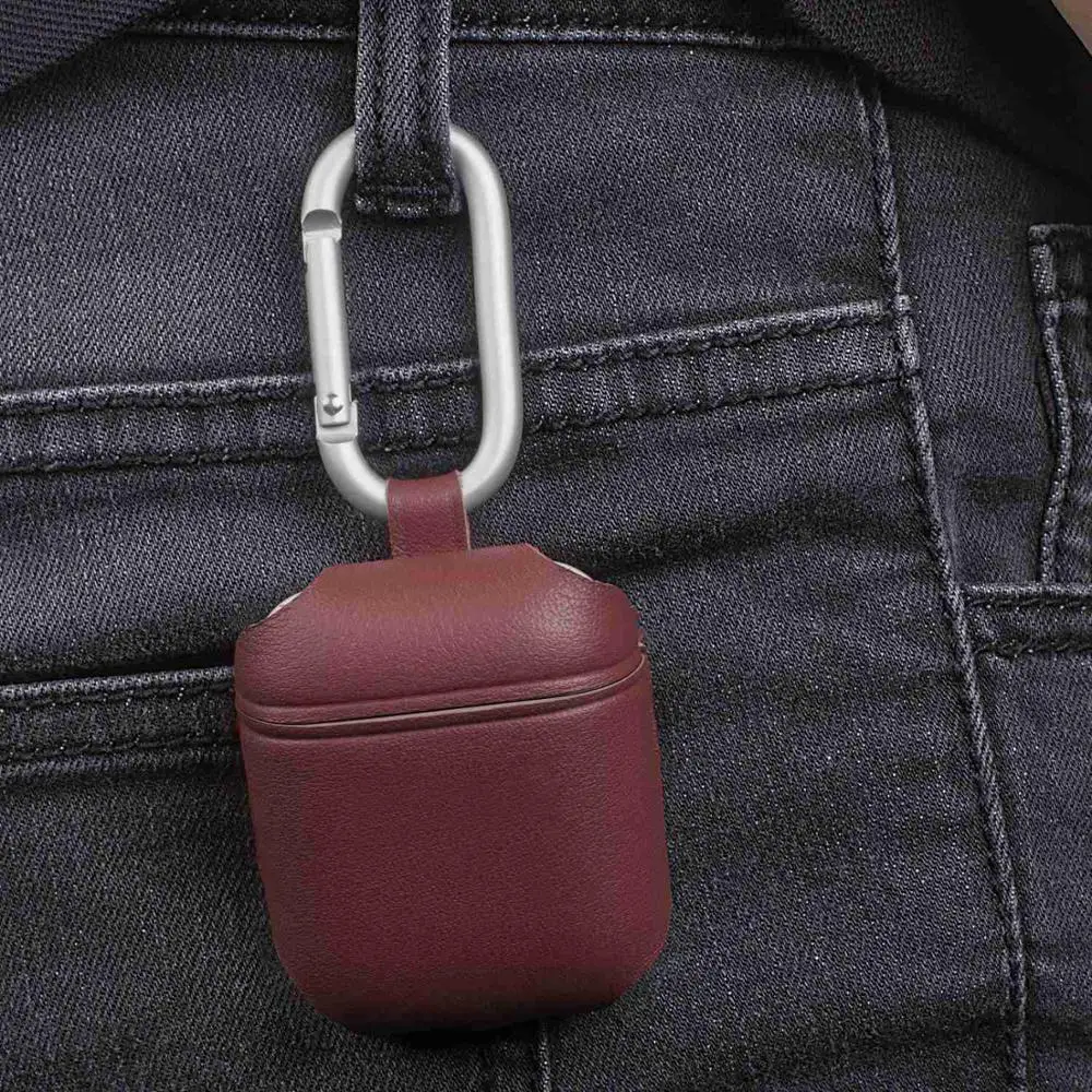 Кожаный чехол для AirPods, Bluetooth, Беспроводная зарядка для наушников, коробка для Apple Airpods, 1/2 натуральная кожа, чехол с карабином