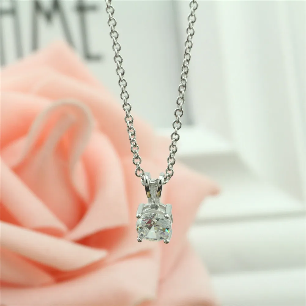 

Free shipping Necklace & pendan 925 sterling silver round zircon necklace pendant Female money inlay zircon necklace