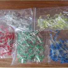 500 шт./лот 3 мм светодиодный набор диодов разных цветов красный зеленый желтый синий белый для arduino