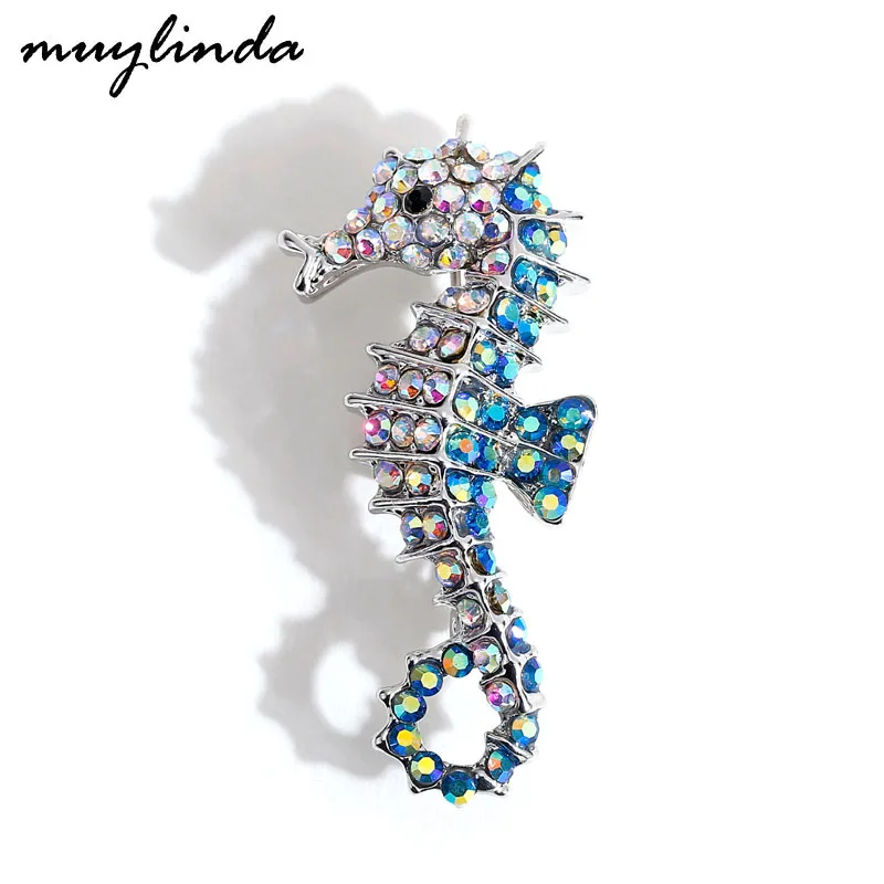 

muylinda Designed Seahorse Crystal Brooch Jewelry Fashion Brooch for Women Rhinestone Pin And Brooches Accessories