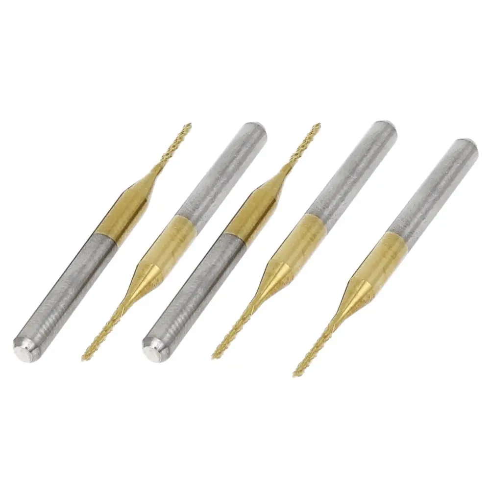 5 pcs 3.175x1x7mm titanium coated PCB CNC Machine milling cutter