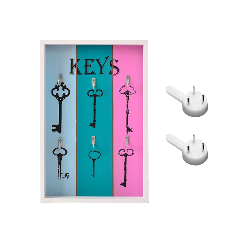 Деревянный держатель для ключей, настенные ключи с 5/6 крючками, вешалка для хранения, органайзер, вешалка для ключей, Настенная декоративная Экономия места - Цвет: E