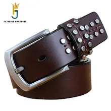 FAJARINA Unisex Fashion Leisure Rivet Punk Quality Genuine Leather Belts Retro Style Cow Skin Unique Design Cow Belt N17FJ150 Belts FAJARINA Unisex Fashion Leisure Rivet Punk Quality Genuine Leather Belts Retro Style Cow Skin Unique Design Cow Belt N17FJ150 Belts