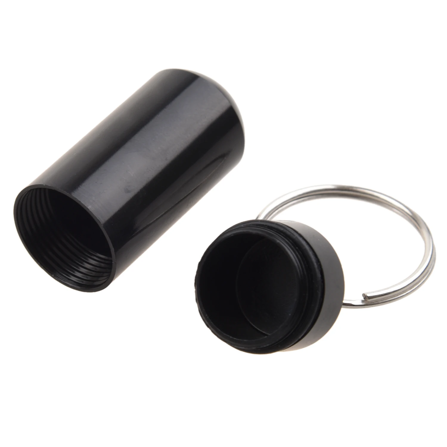 

YOST 2019 Black Pill Medicine Box Case Holder Container Capsule Bottle Keyring Keychain