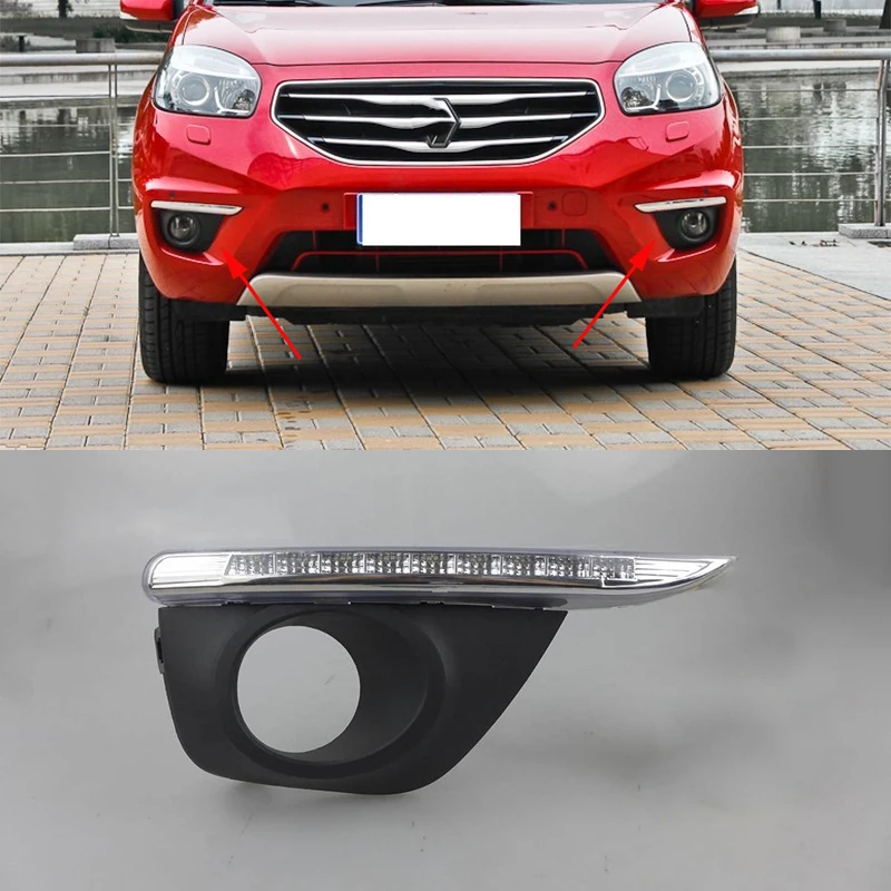 

Car Flashing 1Set For Renault koleos 2011 2012 2013 DRL daytime running light Fog Lamp Day Light daylight fog lamp cover white