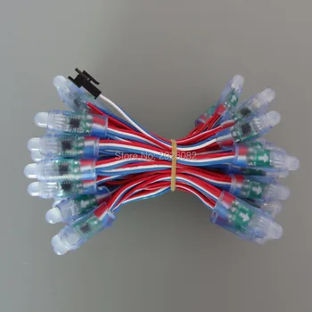 

18AWG wire 50pcs/string 12V 12mm WS2811 addressable RGB module digital led pixel light string node dump lamp,waterproof IP68
