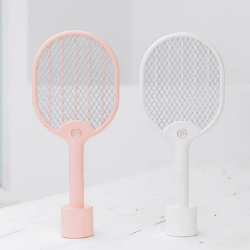 

Behogar USB Powered Handheld Electric Fly Mosquito Swatter Racket Killer with Storage Base for Home Apartment Indoors Outdoors