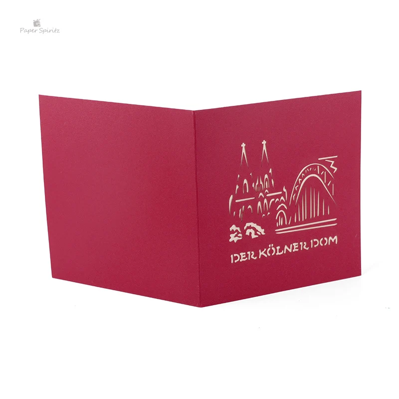 PAPER SPIRITZ Cologne Church Cards 3D laser Cut paper pop up card with envelope invitations greetin - 32895033819