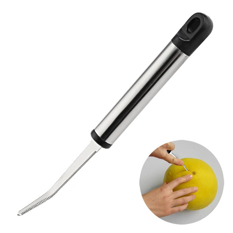 

Stainless Steel Serrated Grapefruit Knife Citrus Peeler With Long Handle Fruit Melon Peeler Scoop Home Kitchen Tools Gadgets