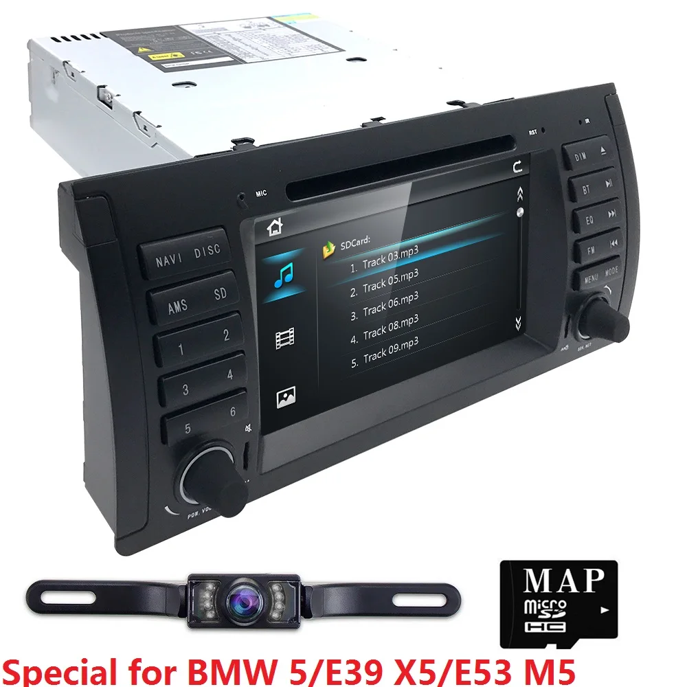 

7' wince Car Monitor DVD For BMW E39 E53 X5 GPS Navigation RDS SD Subwoofer steering wheel Bluetooth Multimedia DAB+DVB-T 16GMAP