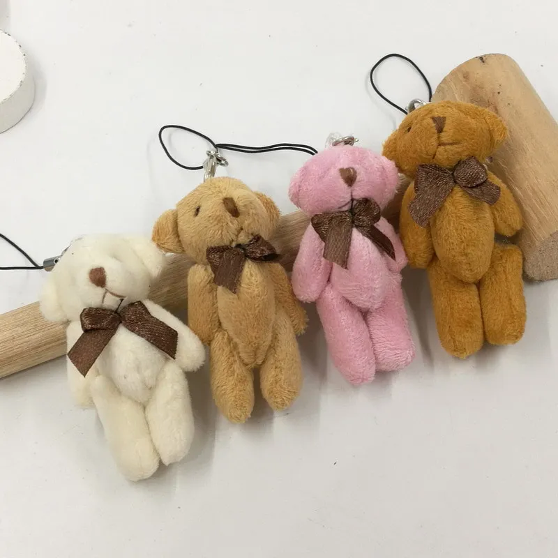 2017 Small Cute Teddy Bear Plush Toys Mini Tie Joint Bear Dolls Pendants 6cm 30pcslot  (5)