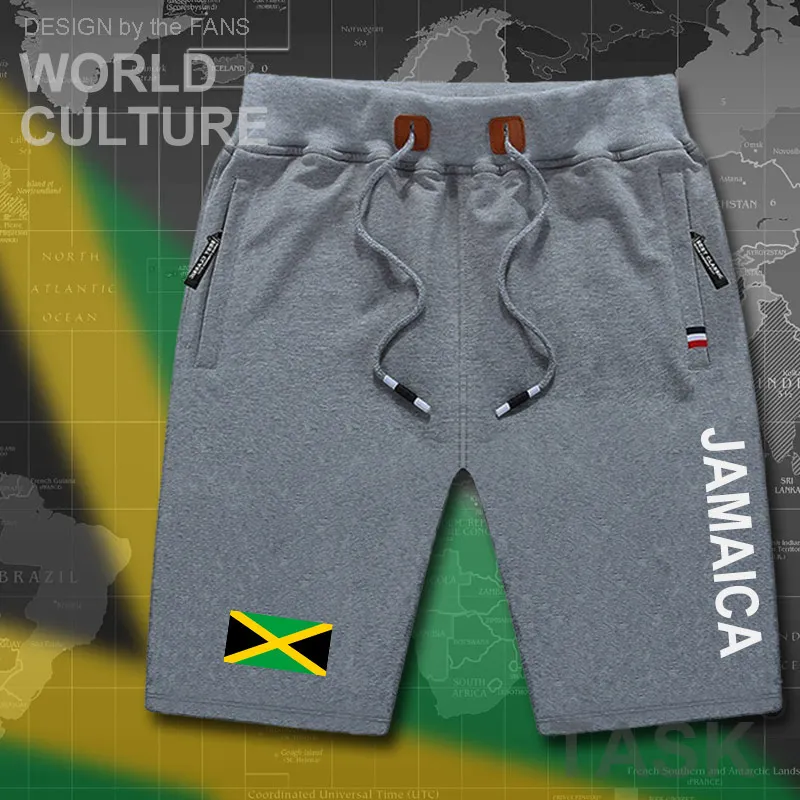 Jam aica, мужские пляжные шорты, мужские пляжные шорты, с флагом, для тренировок, на молнии, с карманом, для бодибилдинга, хлопок, бренд jam aica - Цвет: P01lightgray