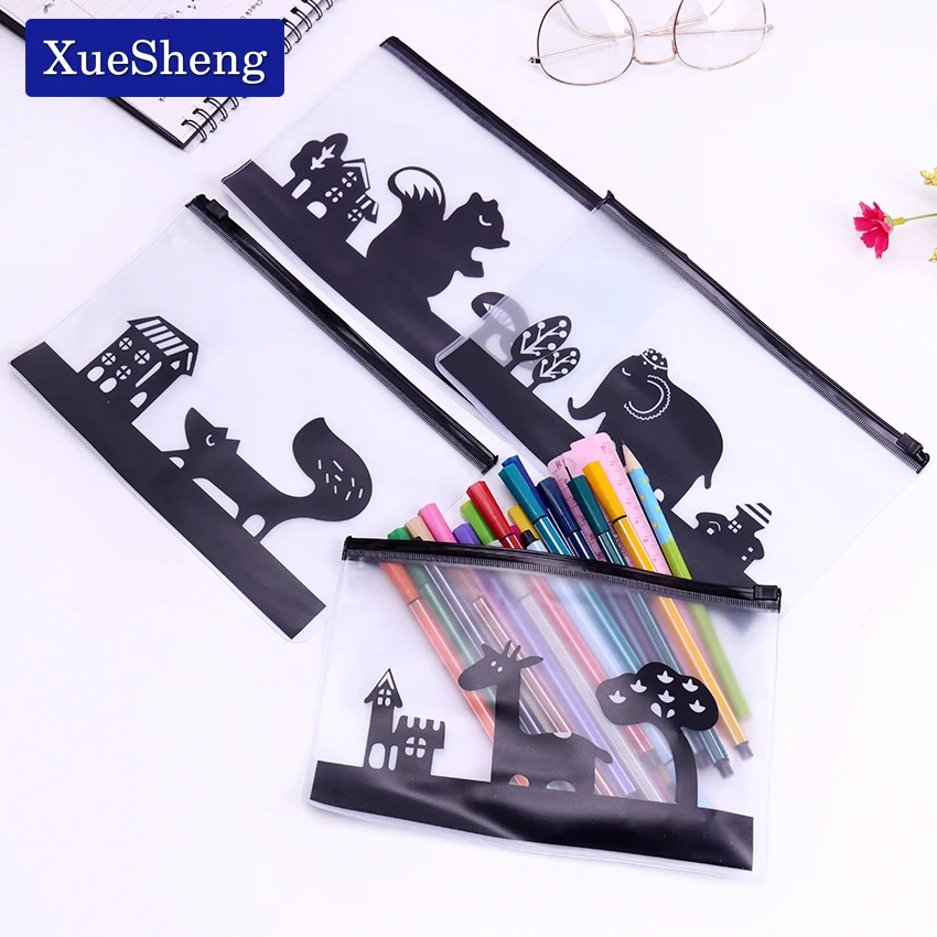 

Cute Transparent Scrub Animals PVC Waterproof Pencil Cases Stationery Storage Bags Office School Supplies Pencil Bags for Girls