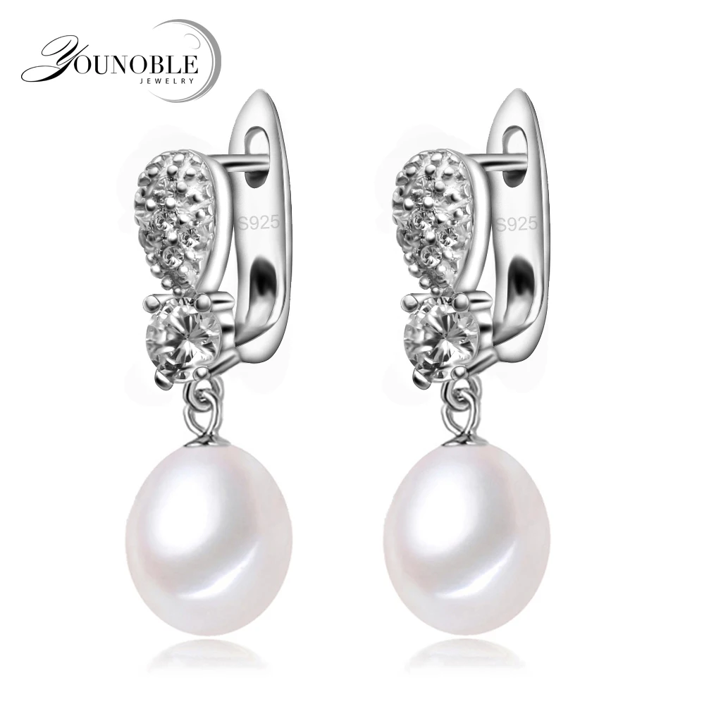YouNoble real 925 font b silver b font font b earring b font with pearls for