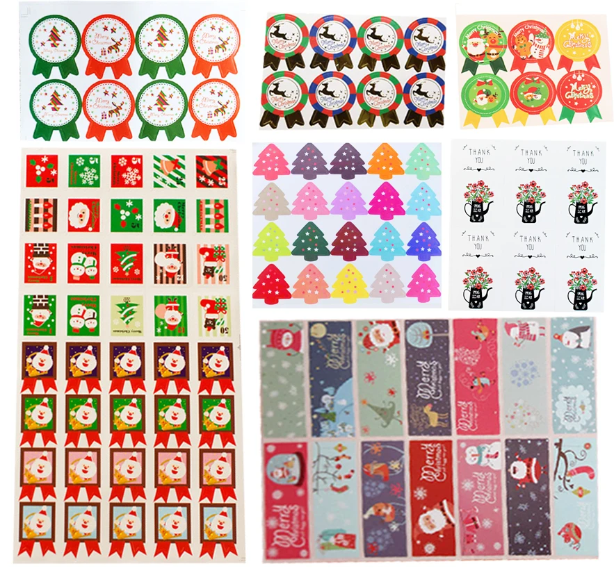 1 sheet Christmas Tree Theme Sealing sticker vintage Colourful Stamp DIY Gifts posted Baking Decor label 8styles can choose