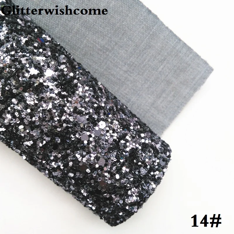 Glitterwishcome 30X134 см мини-рулон синтетическая кожа, массивная блестящая кожа ткань винил для луков, GM021 - Цвет: 14