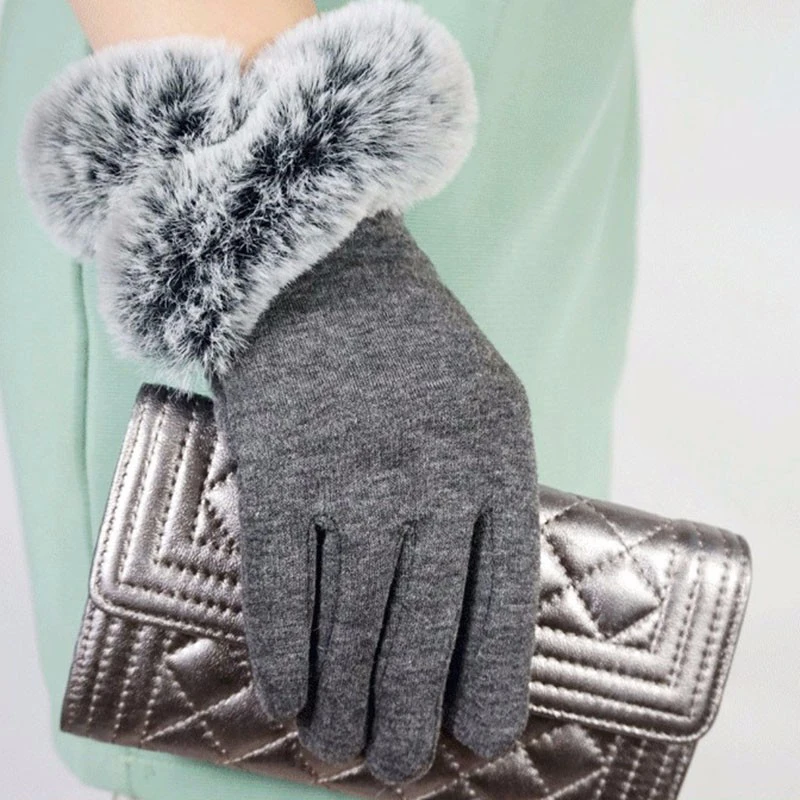 GAOKE новый бренд женские Модные Зимние перчатки искусственный мех тонкое запястье перчатки теплые поддельные меха кролика Варежки женские