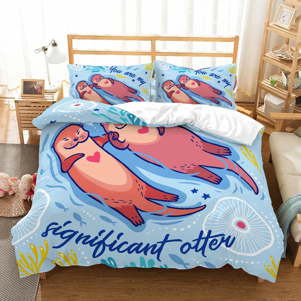 

MUSOLEI 3D Duvet Cover Set Valentine's Day Hand in hand Bed Sheet Twin queen king