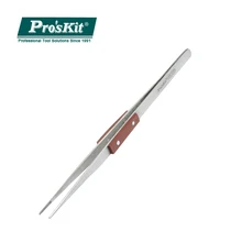 Pro'sKit 1 PK-119 T пинцет с деревянной ручкой из нержавеющей стали с острым тонким наконечником высокого качества набор прецизионных пинцетов(200 мм
