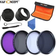 K & F концепция UV + CPL + FLD + ND4 нейтральные фильтры камеры комплект оптического стекла 52/ 55/58/67 мм для Canon Nikon Sony Fuji DSLR + 5 подарки
