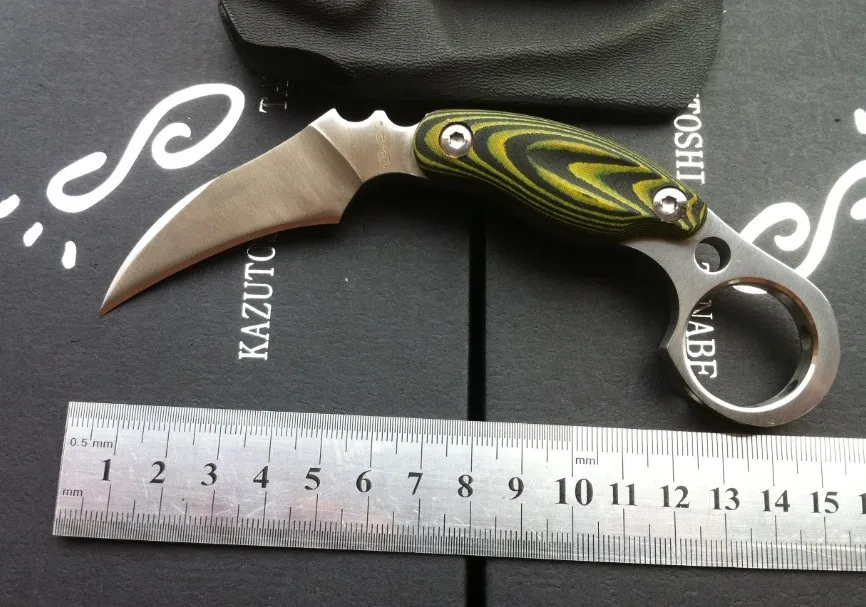 Full Tang Karambit Small Fixed Knives,D2 Blade Micarta Handle Camping