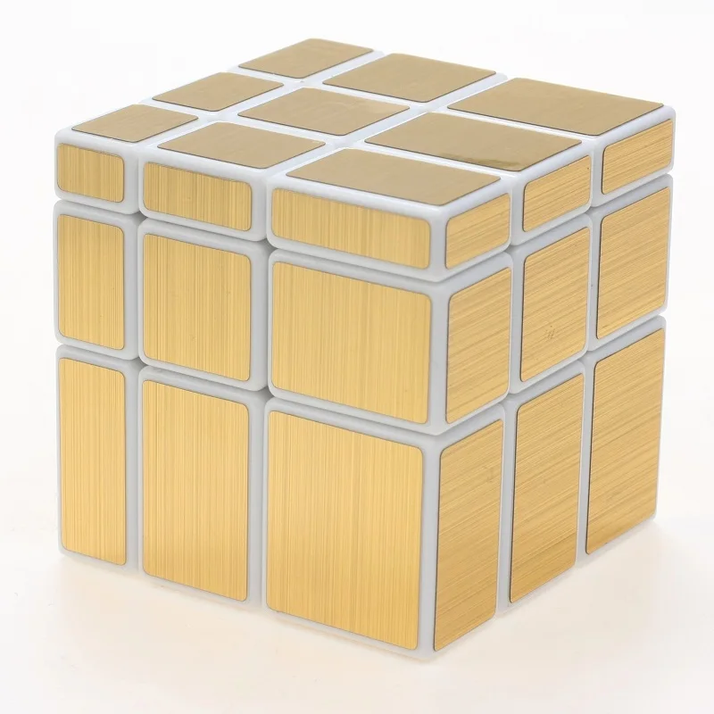 Новинка ShengShou зеркальный куб 3x3, волшебный куб, белый с серебряные наклейки и черного цветов с золотые наклейки - Цвет: golden