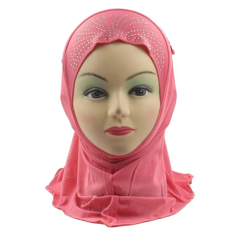 Girls Hijab Kids Muslim Beautiful Embroidery Hijab Islamic Fashion Scarf Shawls Flower Pattern about 45cm