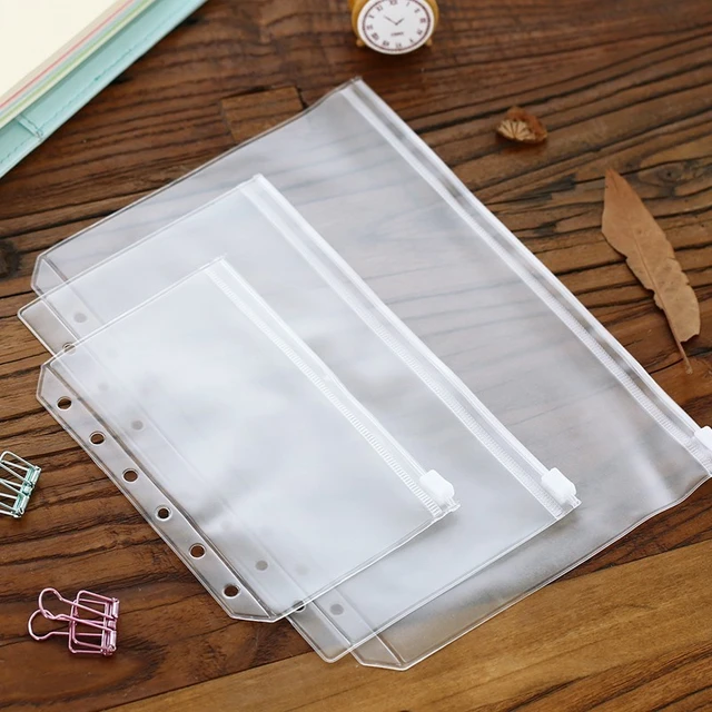 A5/A6/A7 Size Plastic Zip Lock Envelope Zipper Wallet Insert Refill  Organiser