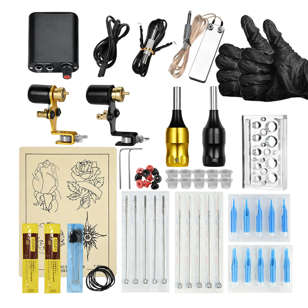 

Permanent Makeup Kits Tatto Machine Set Kit De Tatouage Complet 2 Machines De Tatouage kit tatuagem iniciante Kits Tatuagem